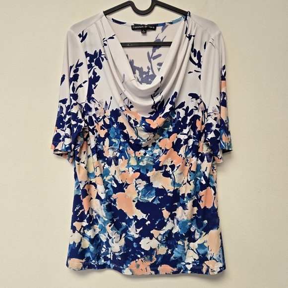 Preston & York Floral Top Blue Peach L - Picture 6 of 6